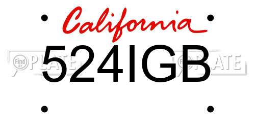 524IGB California License Plate