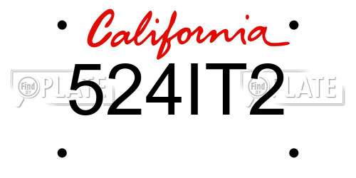 524IT2 California License Plate