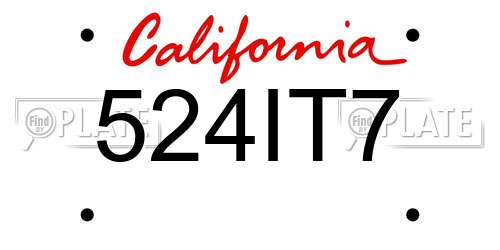 524IT7 California License Plate