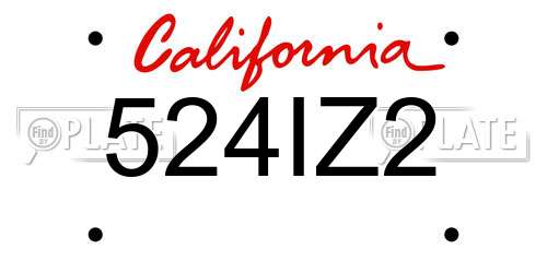 524IZ2 California License Plate