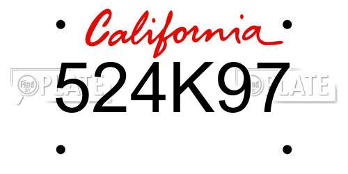 524K97 California License Plate