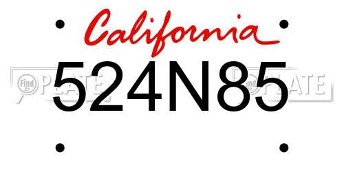 524N85 California License Plate