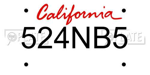 524NB5 California License Plate