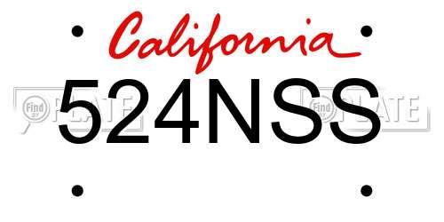 524NSS California License Plate
