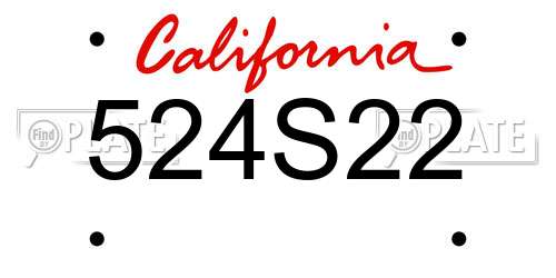524S22 California License Plate