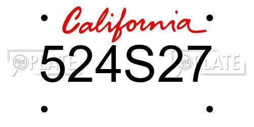 524S27 California License Plate
