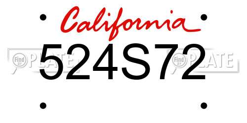 524S72 California License Plate