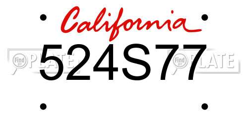 524S77 California License Plate