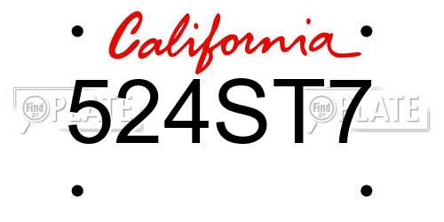 524ST7 California License Plate