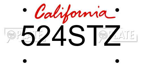 524STZ California License Plate