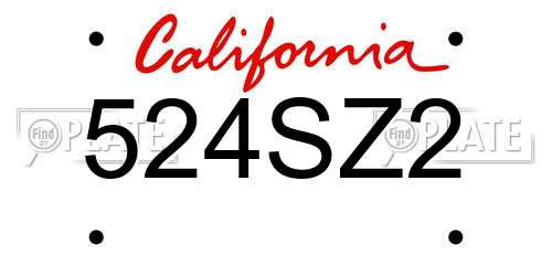 524SZ2 California License Plate