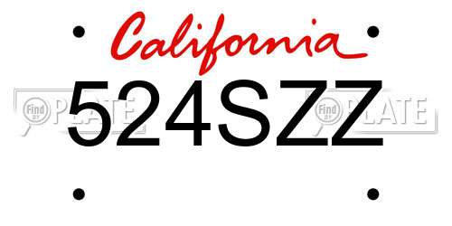 524SZZ California License Plate