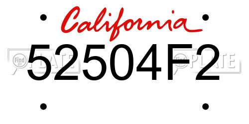 52504F2 California License Plate