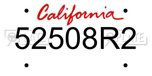 52508R2 California License Plate