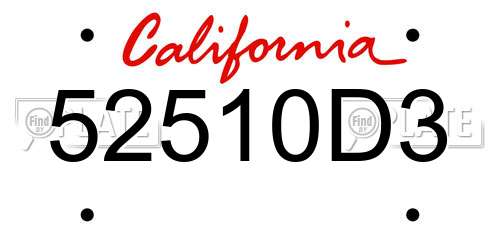 52510D3 California License Plate