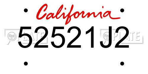 52521J2 California License Plate