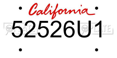 52526U1 California License Plate