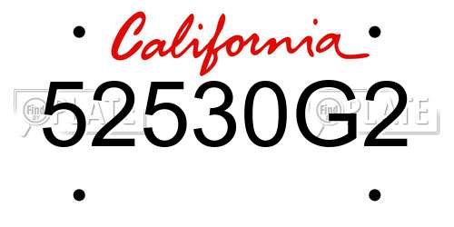 52530G2 California License Plate