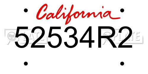 52534R2 California License Plate