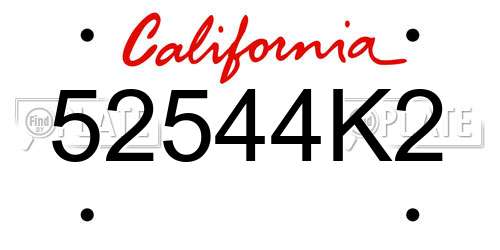 52544K2 California License Plate