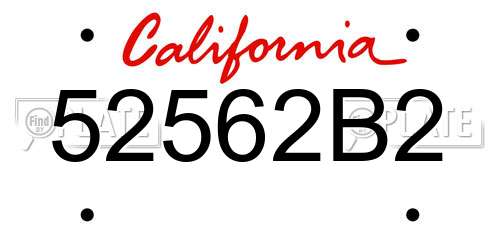 52562B2 California License Plate