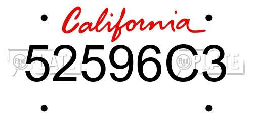 52596C3 California License Plate