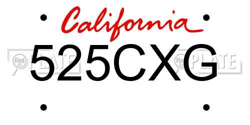 525CXG California License Plate