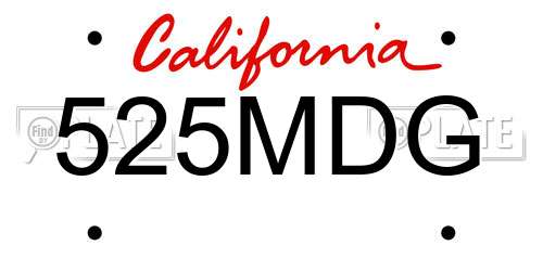 525MDG California License Plate