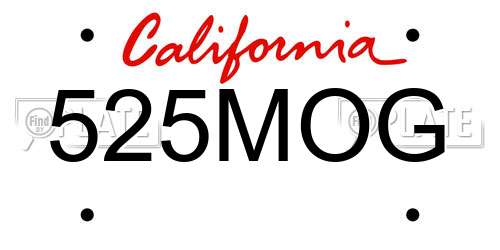 525MOG California License Plate
