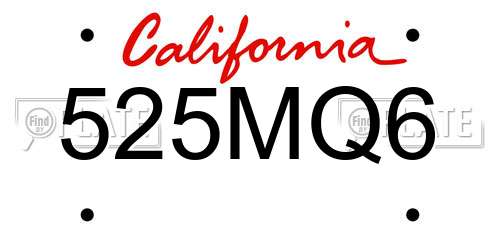525MQ6 California License Plate