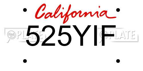 525YIF California License Plate