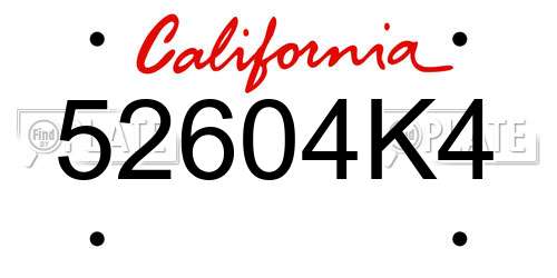 52604K4 California License Plate