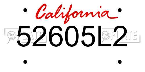 52605L2 California License Plate