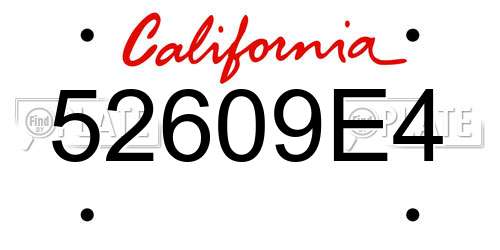 52609E4 California License Plate