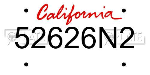 52626N2 California License Plate