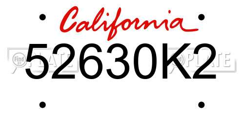 52630K2 California License Plate