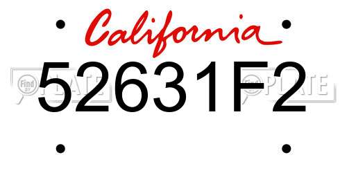 52631F2 California License Plate