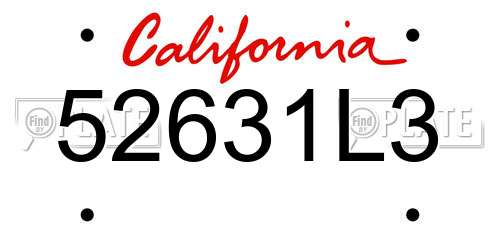 52631L3 California License Plate