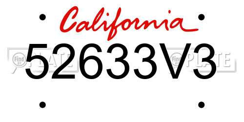 52633V3 California License Plate