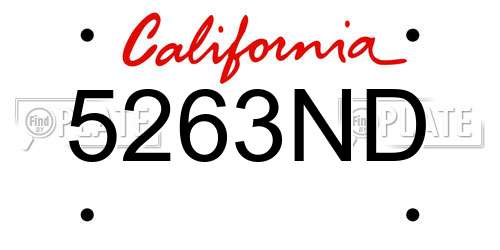 5263ND California License Plate