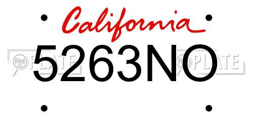 5263NO California License Plate