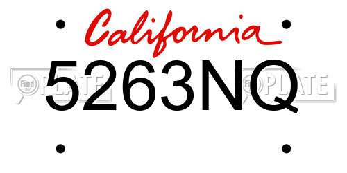 5263NQ California License Plate