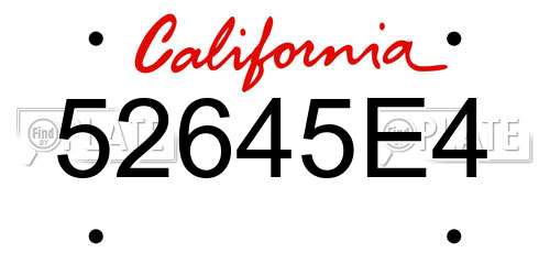 52645E4 California License Plate