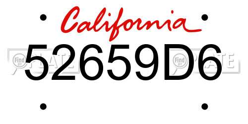 52659D6 California License Plate