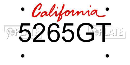 5265GT California License Plate
