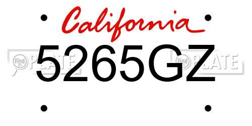 5265GZ California License Plate