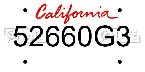52660G3 California License Plate