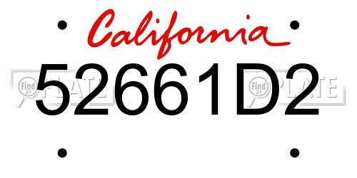 52661D2 California License Plate