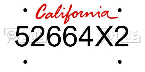 52664X2 California License Plate