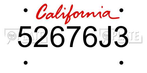 52676J3 California License Plate